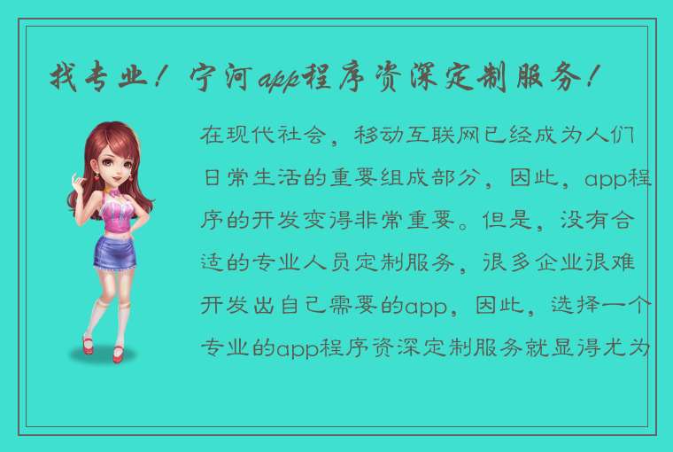 找专业！宁河app程序资深定制服务！