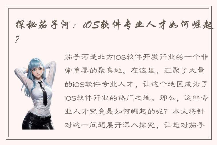 探秘茄子河：iOS软件专业人才如何崛起？