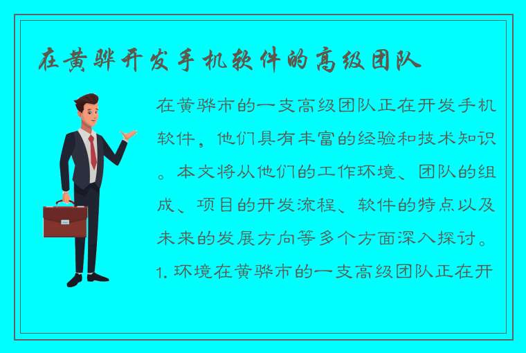 在黄骅开发手机软件的高级团队