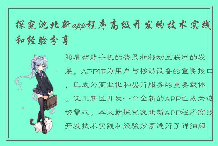 探究沈北新app程序高级开发的技术实践和经验分享