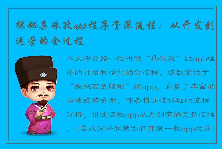 探秘桑珠孜app程序资深流程：从开发到运营的全过程