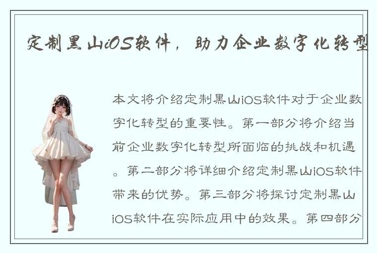 定制黑山iOS软件，助力企业数字化转型