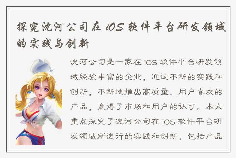 探究沈河公司在 iOS 软件平台研发领域的实践与创新