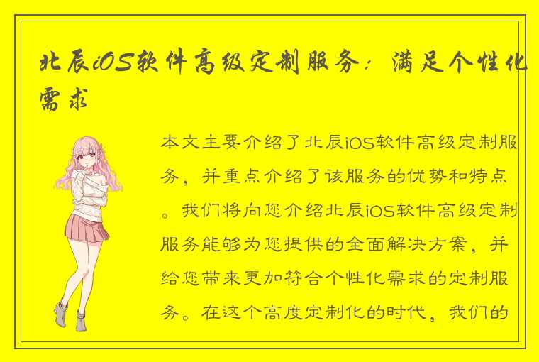 北辰iOS软件高级定制服务：满足个性化需求