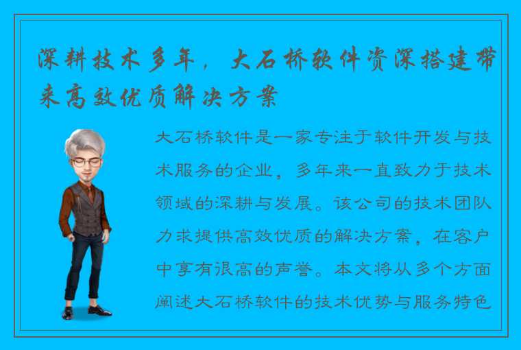 深耕技术多年，大石桥软件资深搭建带来高效优质解决方案