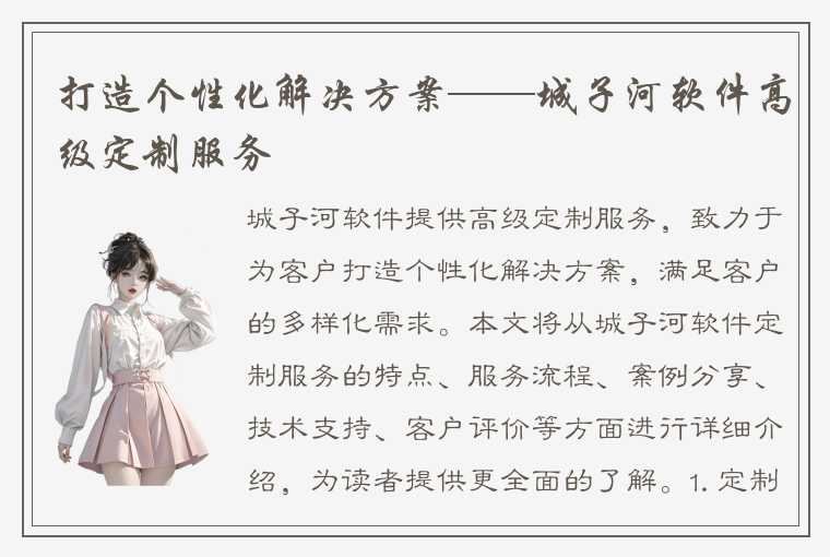 打造个性化解决方案——城子河软件高级定制服务