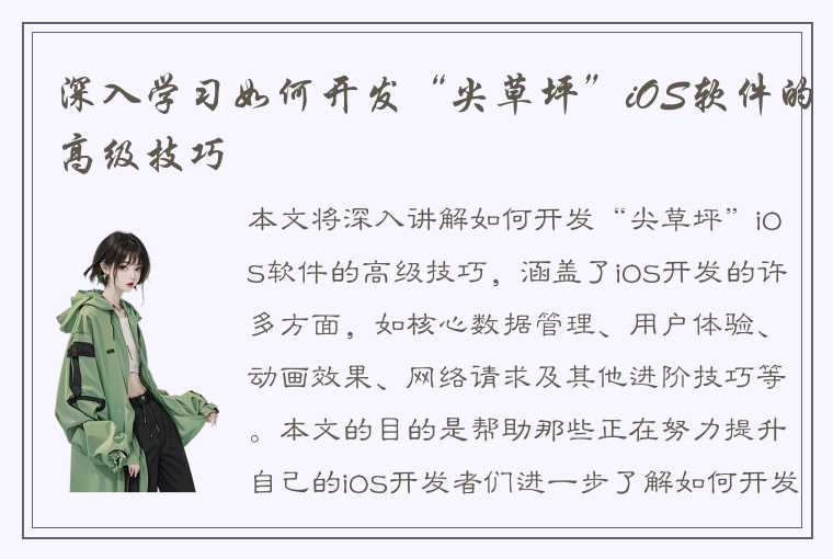 深入学习如何开发“尖草坪”iOS软件的高级技巧