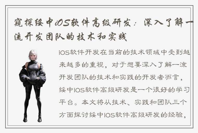 窥探绥中iOS软件高级研发：深入了解一流开发团队的技术和实践