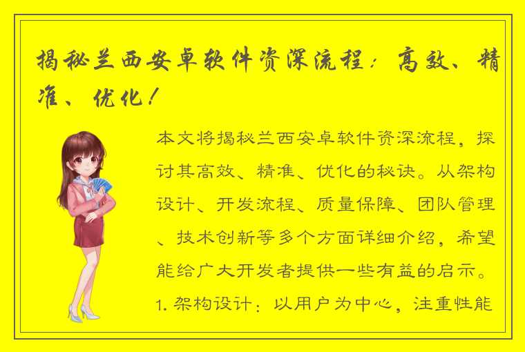 揭秘兰西安卓软件资深流程：高效、精准、优化！