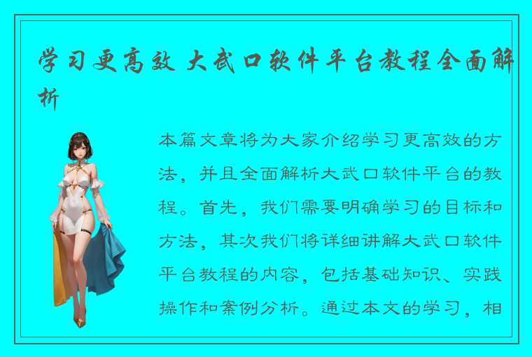 学习更高效 大武口软件平台教程全面解析