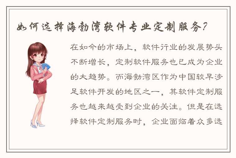 如何选择海勃湾软件专业定制服务？