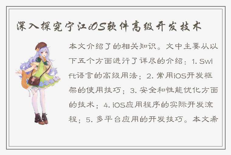 深入探究宁江iOS软件高级开发技术