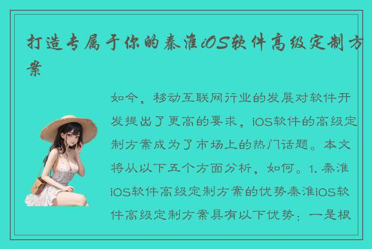 打造专属于你的秦淮iOS软件高级定制方案