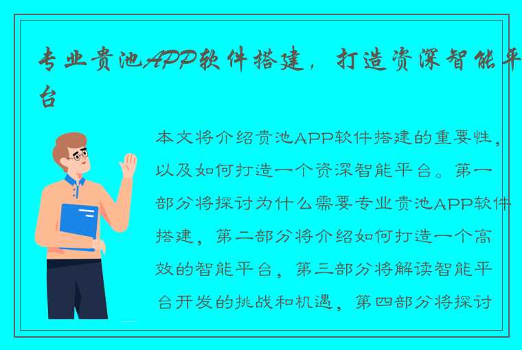 专业贵池APP软件搭建，打造资深智能平台