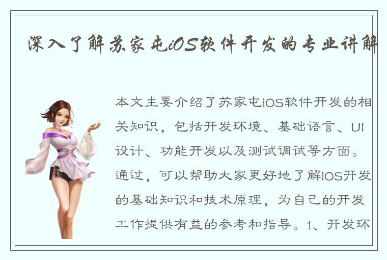 深入了解苏家屯iOS软件开发的专业讲解