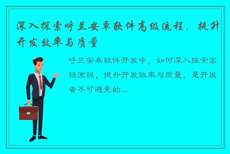 深入探索呼兰安卓软件高级流程，提升开发效率与质量