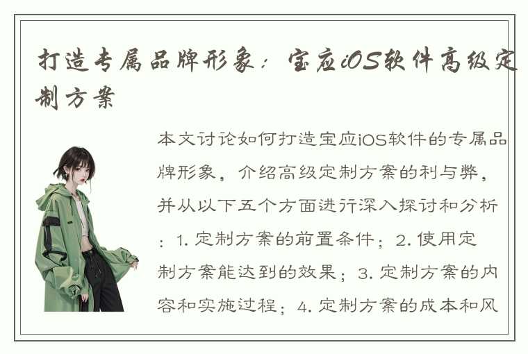 打造专属品牌形象：宝应iOS软件高级定制方案