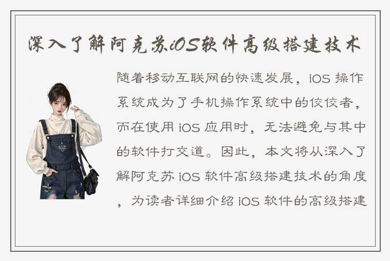 深入了解阿克苏iOS软件高级搭建技术