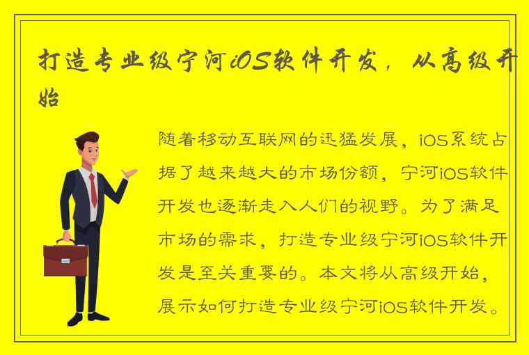 打造专业级宁河iOS软件开发，从高级开始