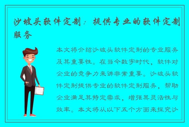 沙坡头软件定制：提供专业的软件定制服务