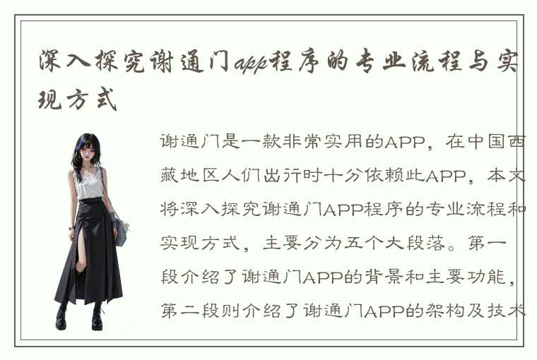 深入探究谢通门app程序的专业流程与实现方式