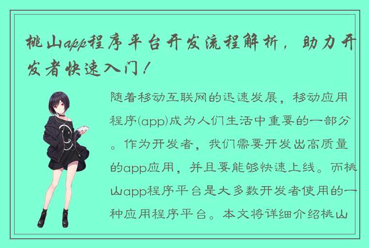 桃山app程序平台开发流程解析，助力开发者快速入门！