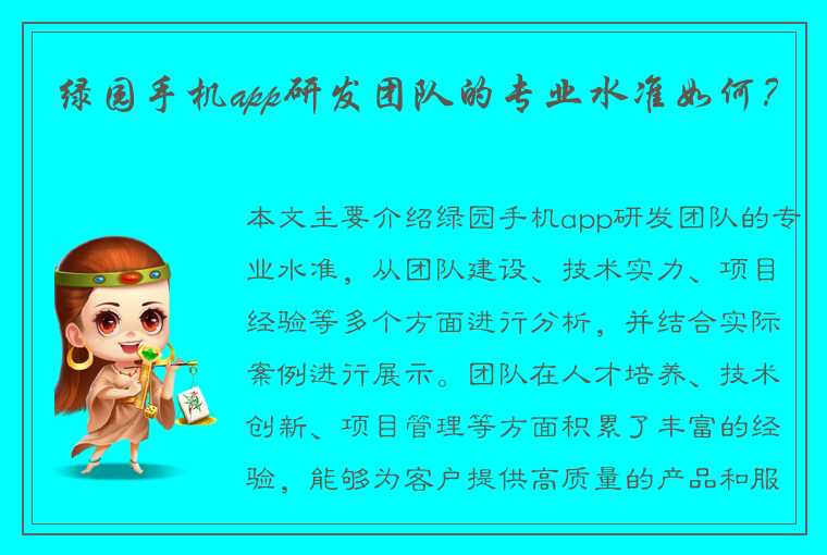 绿园手机app研发团队的专业水准如何？