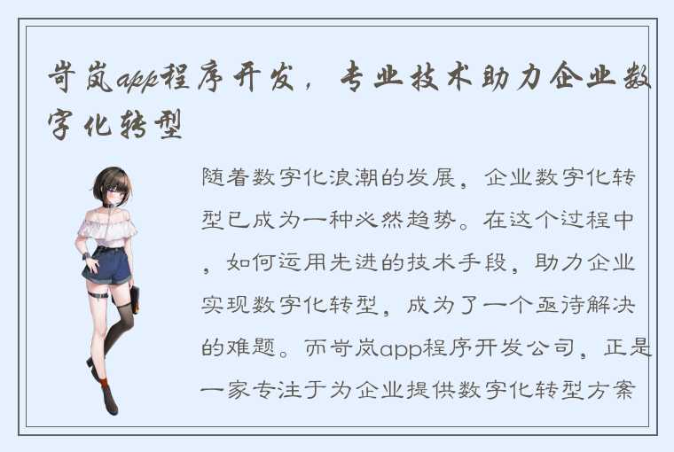 岢岚app程序开发，专业技术助力企业数字化转型