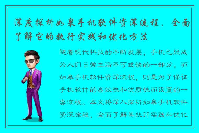 深度探析如皋手机软件资深流程，全面了解它的执行实践和优化方法