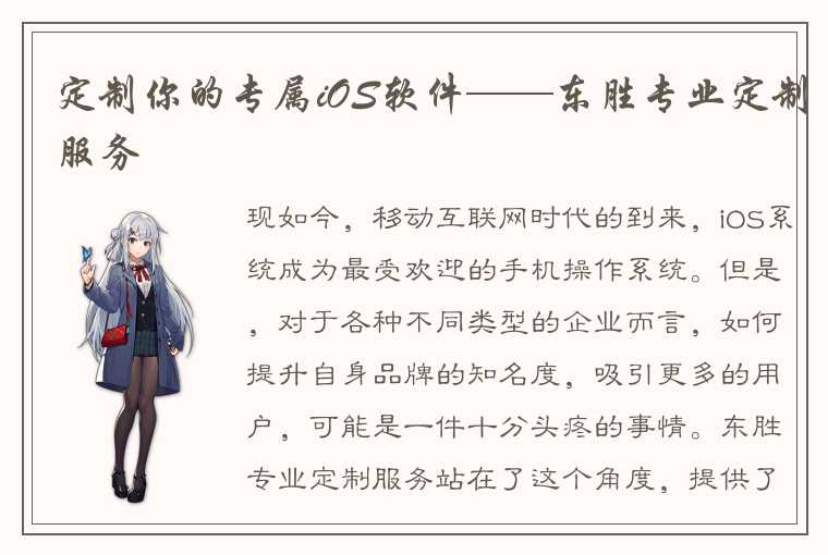 定制你的专属iOS软件——东胜专业定制服务