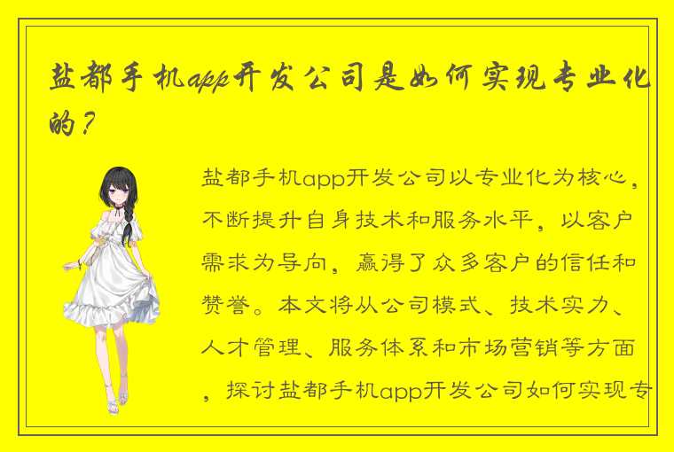 盐都手机app开发公司是如何实现专业化的？