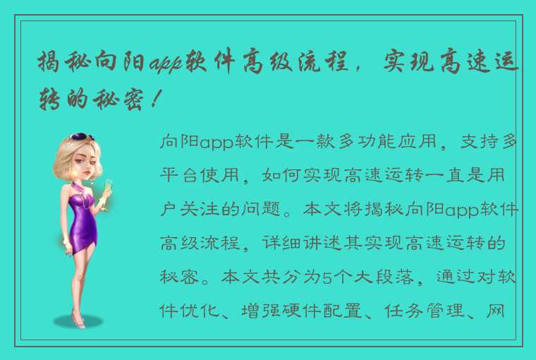 揭秘向阳app软件高级流程，实现高速运转的秘密！