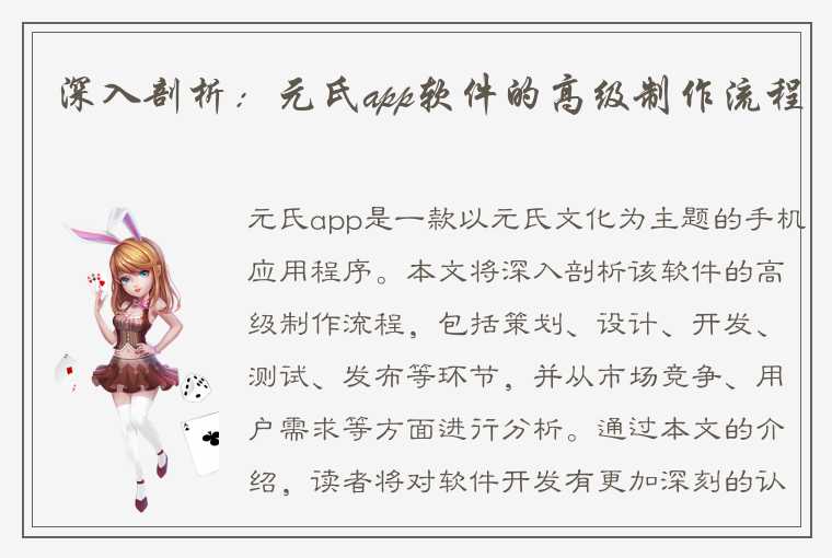 深入剖析：元氏app软件的高级制作流程