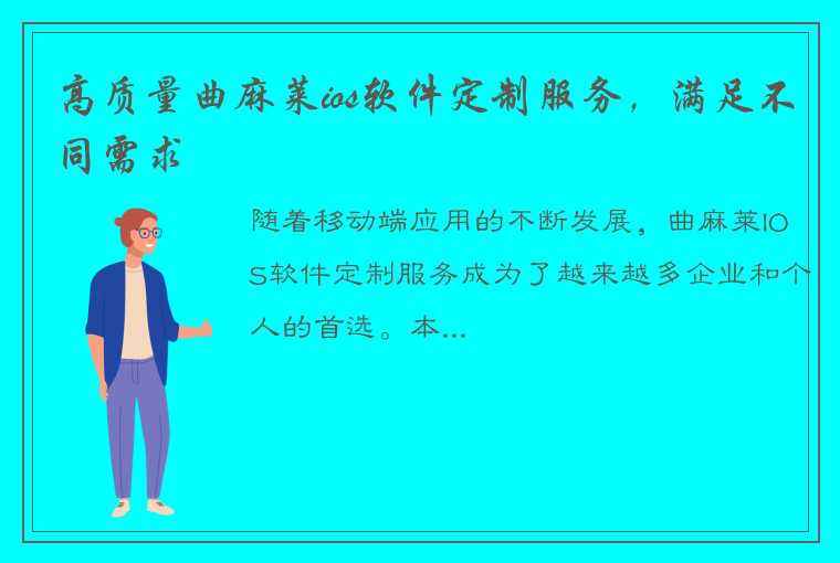 高质量曲麻莱ios软件定制服务，满足不同需求