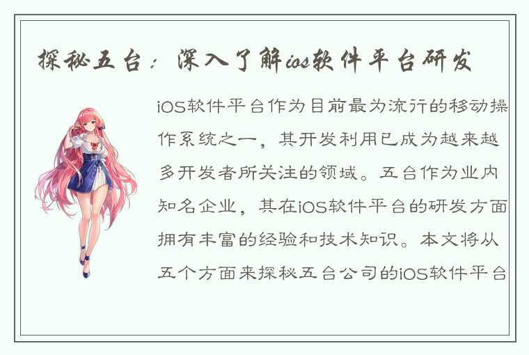 探秘五台：深入了解ios软件平台研发