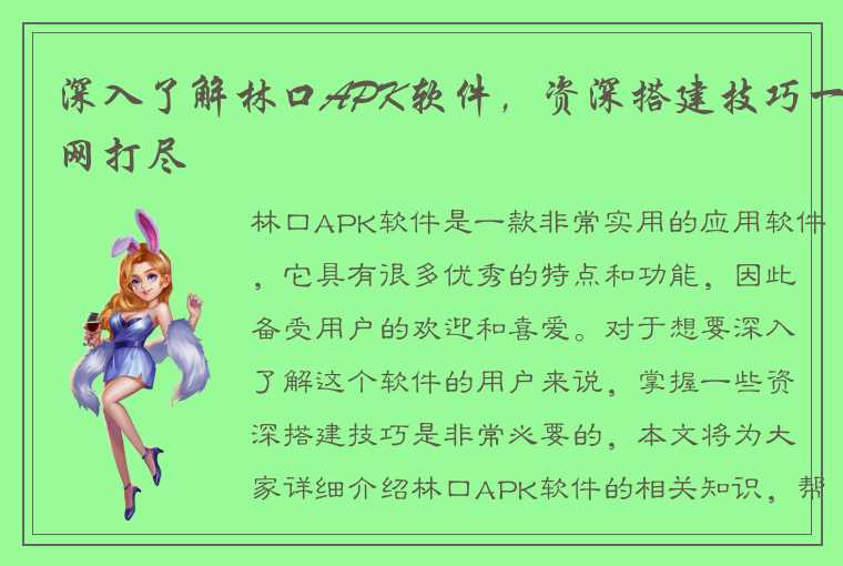 深入了解林口APK软件，资深搭建技巧一网打尽