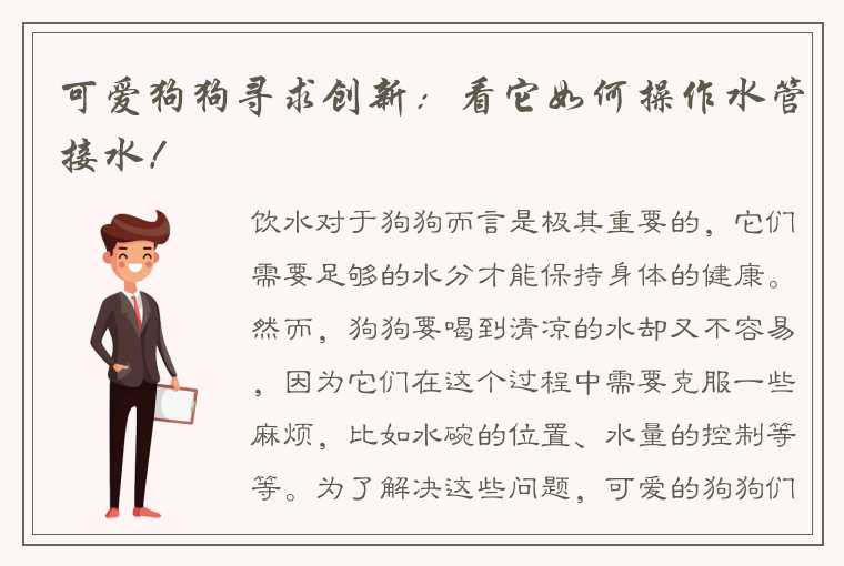 可爱狗狗寻求创新：看它如何操作水管接水！