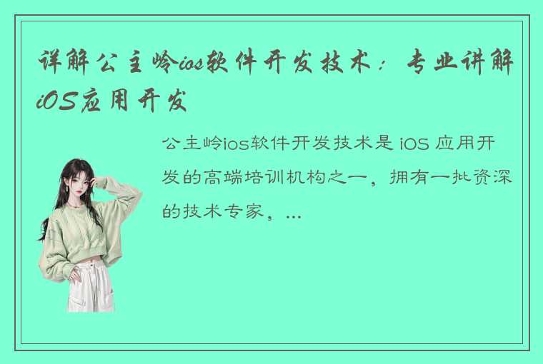 详解公主岭ios软件开发技术：专业讲解iOS应用开发