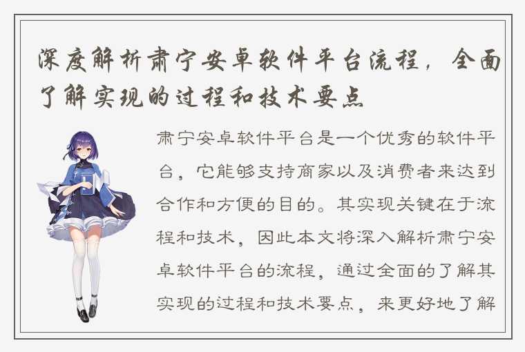 深度解析肃宁安卓软件平台流程，全面了解实现的过程和技术要点