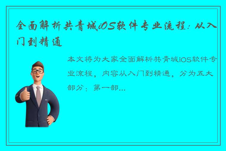 全面解析共青城iOS软件专业流程: 从入门到精通