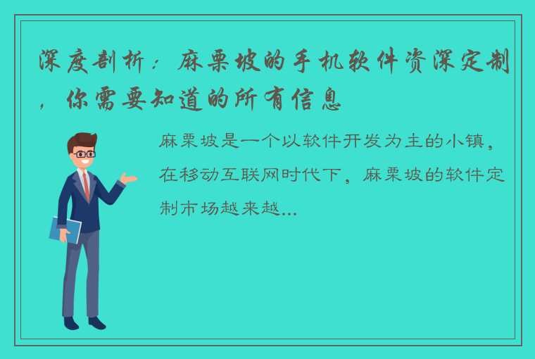 深度剖析：麻栗坡的手机软件资深定制，你需要知道的所有信息