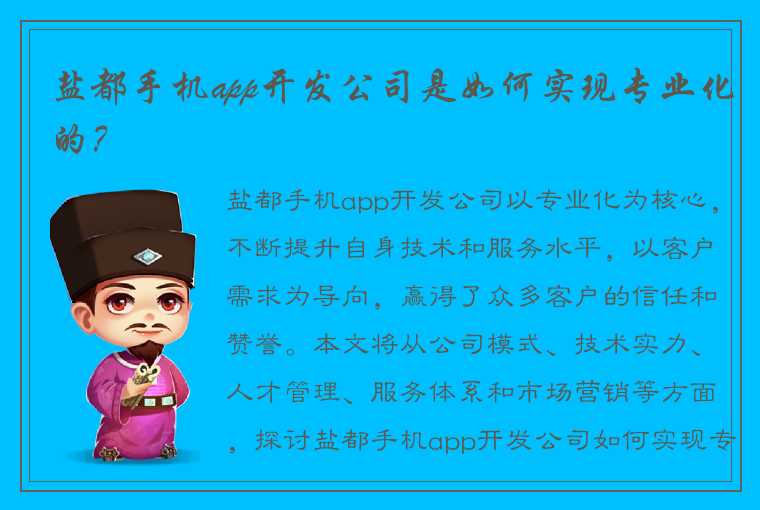 盐都手机app开发公司是如何实现专业化的？